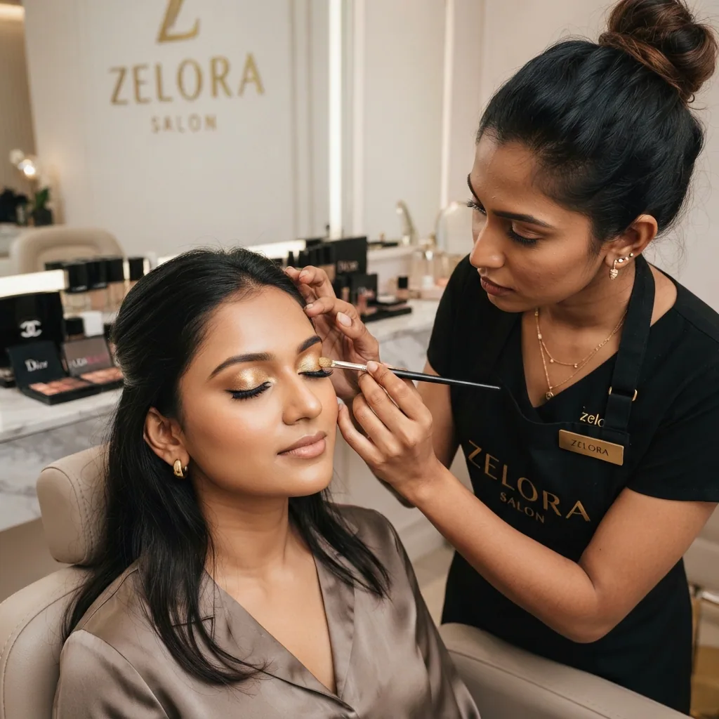 Soft makeup application in progress
